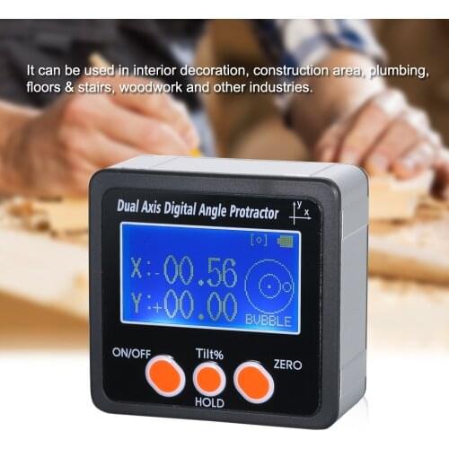Dual Axis Digital Angle Protractor with Backlight Waterproof Aluminum Alloy Shell 4*90° Measuring Range Digital Inclinometer