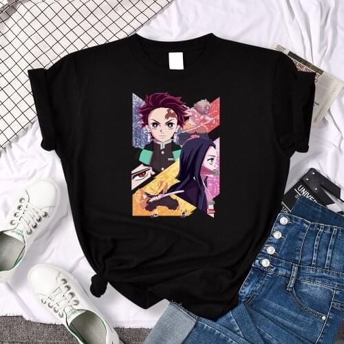Demon Slayer Anime Printing T Shirts Women Pattern Quality T Shirt Vintage Loose Tops Personality Summer T Shirts Women New
