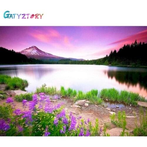 GATYZTORY 5D Diamond Painting Landscape Mountain Lake Square/Round Embroidery Cross Stitch Kit Painting Mosaic Gift DIY Home Dec