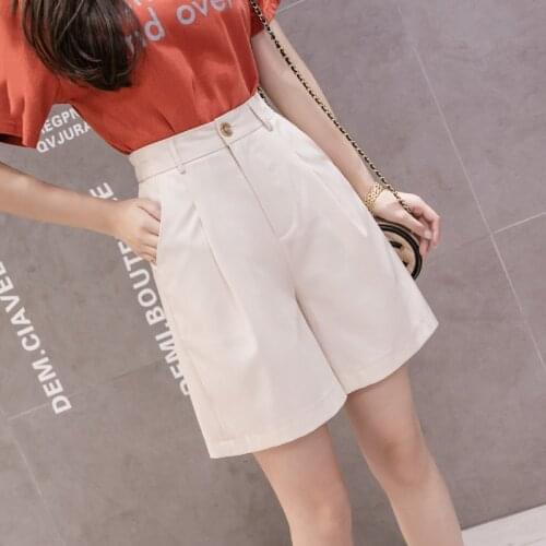 Hiawatha Beige Summer Elastic High Waist Chiffon Shorts Women Solid Harajuku Loose Casual Black Shorts D5186