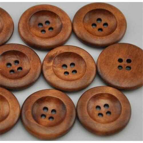 Free Shipping 10pcs Coffee Round Wooden Button For Sewing 30mm WB222