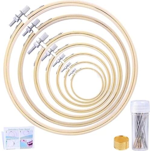 LMDZ Cross Stitch Hoop Set, 7 Sizes Embroidery Hoops, Cross Stitch Circle, Embroidery Circle with 3 Sizes Sewing Needles