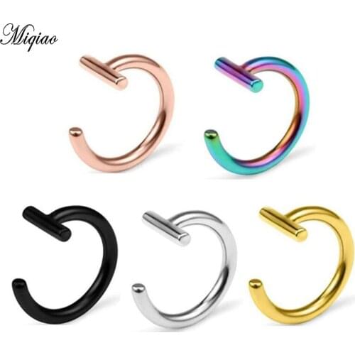 Miqiao 2pcs Titanium Steel C-shaped Nose Ring Extra-fine Curved Nose Nail Piercing Jewelry Hot New Anti-allergic