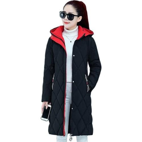 Fashion Winter Womens Parka Hooded Down cotton Jacket Thick Warm Cotton Coat Plus size Student Long Slim Wadded Jackets KW138