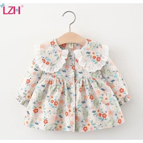 LZH Fashion Floral Princess Dress For Newborn Baby Girls Clothing 0-4 Years Toddler Kids Dress Autumn Sweet Childrens Clothes