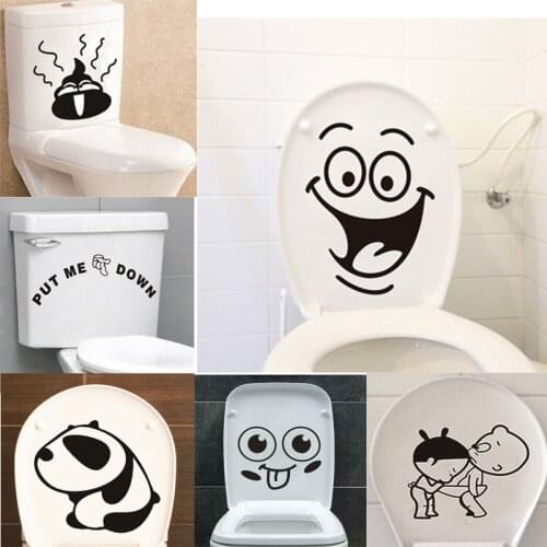 Funny Smiling Panda Toilet Stickers Cute Wall Decals Home Decoration Art PVC Vinyl Bathroom Decoration Waterproof Home Decoratio