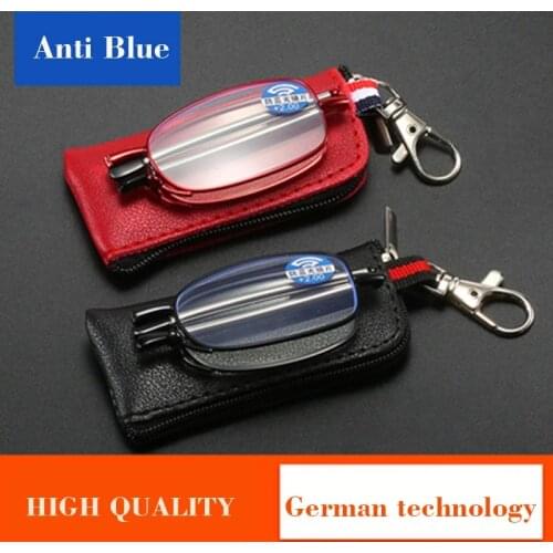 Small Size Folding Frame Anti blue light Antenna expansion Oculos Men Women Diopter Glasses Eyeglasses Reading Glasses with case