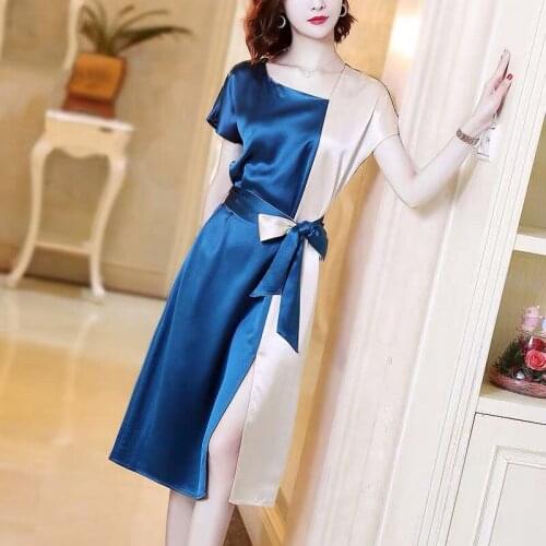 2021 Summer New Plus Size Dress Covering The Belly And Showing Thinness, Tie Waist Temperament Mother Dress Skirt Trendy