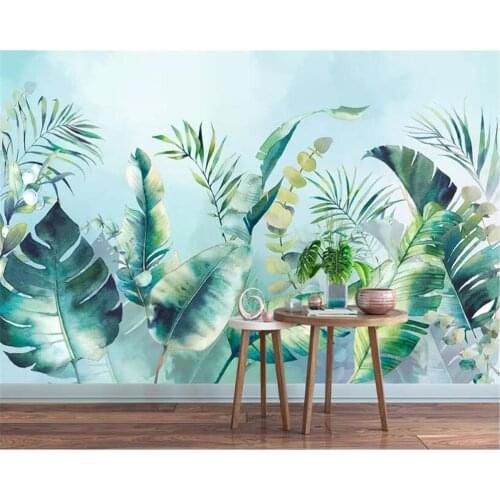 Beibehang wallpaper for walls 3 d Nordic hand painted watercolor tropical rainforest Leaves forest TV background wall wallpaper