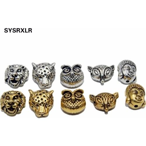 Wholesale 10/20 Pcs Fox Owl Buddha Head Spacer Beads Charm Diy Bracelets Necklace For Jewelry Making Accessories