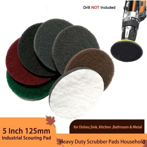 5 Inch 125MM Industrial Scouring Pad Heavy Duty Scrubber Pads Household for Dishes,Sink, Kitchen ,Bathroom & Metal Grills