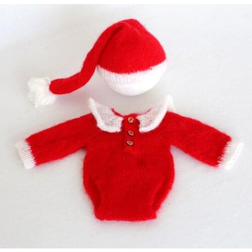 Baby Girl Christmas Hat Newborn Christmas Outfit Baby Santa Suit Crochet Newborn Santa Hat and Romper Photography Prop Pants