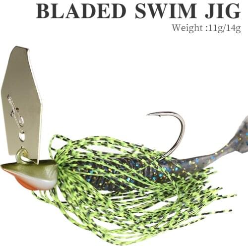 TSURINOYA Spinner Bait 11g 14g Fishing Lure BLADED SWIM JIG Buzzbait Wobbler Skirt Metal Jig Hook Bass Soft Lure Pesca Kit Peche