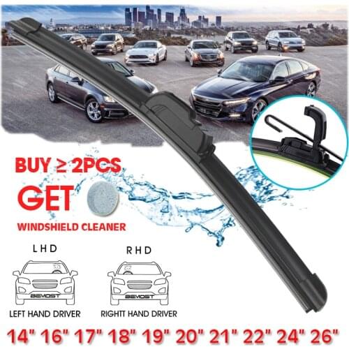 Bemost Universal Car Wiper Blade J-type Soft Frameless Bracketless Rubber Car Windshield Wipers 14"16"17"18"19"20"21"22"24"26"