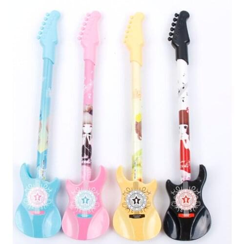 0.38mm Cute Kawaii Plastic Gel Pen Creative Guitar Novelty Pens For Kids Gift Korean Stationery Student Gifts Awards Free Ship