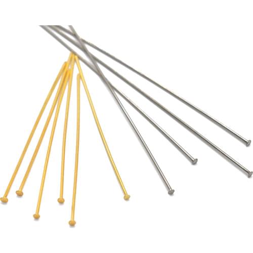 100pcs Stainless Steel Flat Head Pin Gold Color 15mm 20mm 25mm 30mm 35mm 40mm 45mm Headpin Needle for Earring Findings