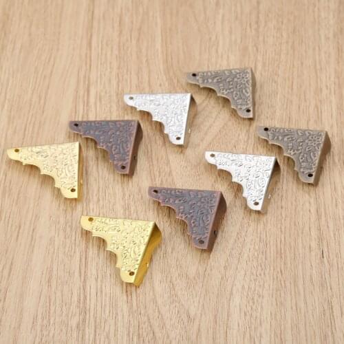 12pcs/set Corner Protectors Antique Bronze/Gold/Silver/Red Copper Jewelry Box Feet Wood Case Desk Leg Decor Guard w/screws 37mm