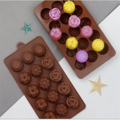 15 hole 3D three-dimensional flower chocolate candy mold jelly mold DIY baking handmade soap mold silicone cake mold