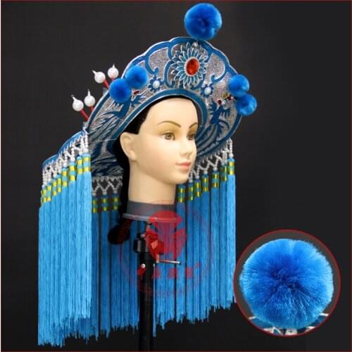 2021 Beijing opera female knight errant caps worn by actors large rain hat chivalrous expert swordsman blue hat for women