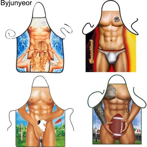 3D Funny Aprons Sexy Muscle Man & Women Apron Dinner BBQ Party Cooking Apron Adult Baking Accessories Funny Gifts For Men CS271