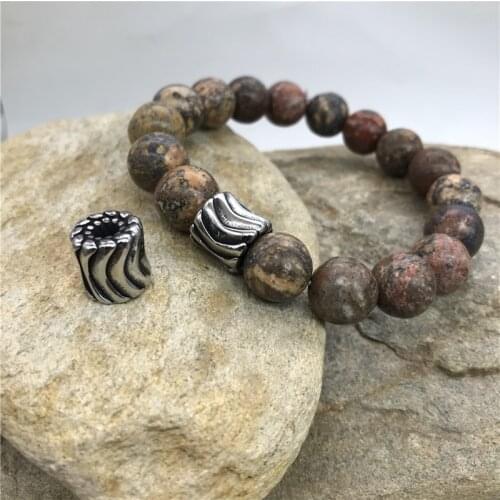 4.22mm Hole 316l Stainless Steel Vintage Engrave Cylinder Spacer Bead Fit Original Charm Bracelet DIY Jewelry Making (Only Bead)