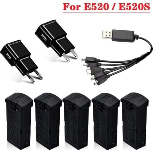 5-in-1) 7.4V 1200MAH 25c LiPo Battery with Charger For RC E520 E520S RC Quadcopter Spare Parts 1200 mAh 7.4V Drones Battery