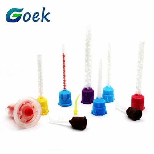 50pcs/100pcs Dental Mmpression Silicone Mixing Tips 22/65/75/58mm Dentistry Materials Rubber Gun Conveying Mixing Head