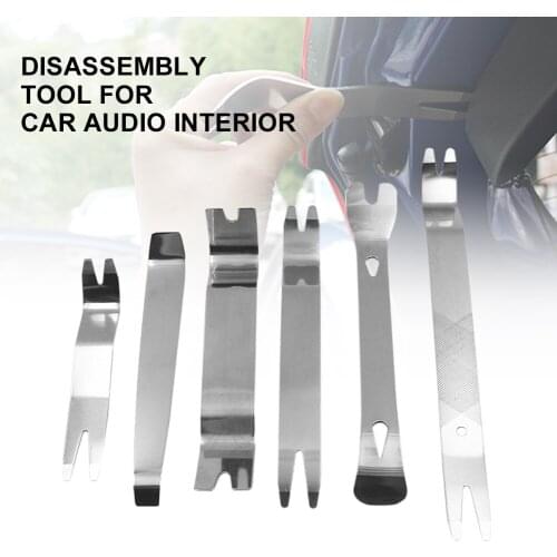 6Pcs Trim Removal Tool Set Car Trim Puller Kit Steel Pry Tools for Door Panel Audio Stereo Terminal Fastener Remover