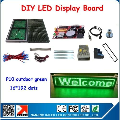 DIY 6Pcs P10 Green Color Led Module + Control Card + Power Supply +Keel +All Cable+ Frame Led Display Screen Outdoor Advertising
