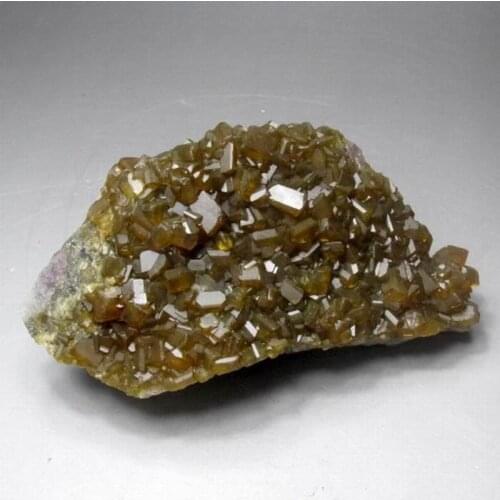 712g Golden Baryte/Barite on Green Fluorite - crystals and stones healing Mineral specimen Home Decor feng shui decoration