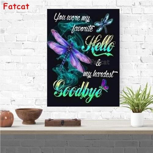 Diamond Embroidery Dragonfly Letters Picture By Rhinestones Diamond Painting Full Square Drill Diamond Mosaic Home Decor PP1664