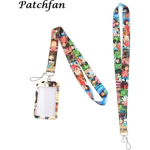 AD240 Anime Card Holders Case Phone Key Badge Camera USB Holders Neck Rope Lanyard with Keyring