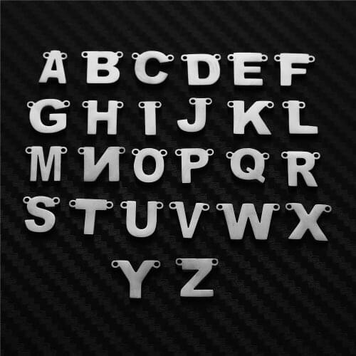 26pcs/Lot Stainless Steel From A to Z Initials Alphabets Charms Connectors Two Holes Whole 26 Letters DIY Jewelry Findings