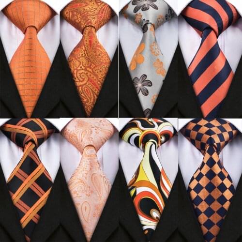 DiBanGu 2018 New Arrival 12 Styles Silk Ties For 8.5CM Orange Color Mens Neckties For Business Wedding Suit Neck Tie Gravatas