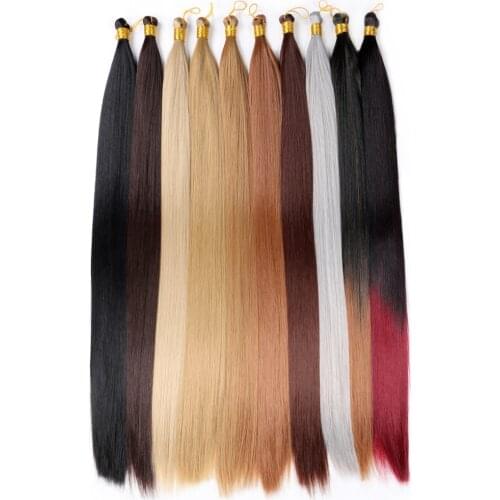 Long Straight Synthetic Bulk Hair Extensions 22Inch High Temperature Hair Bundles For Braiding Crochet Hair Black Brown Burgundy