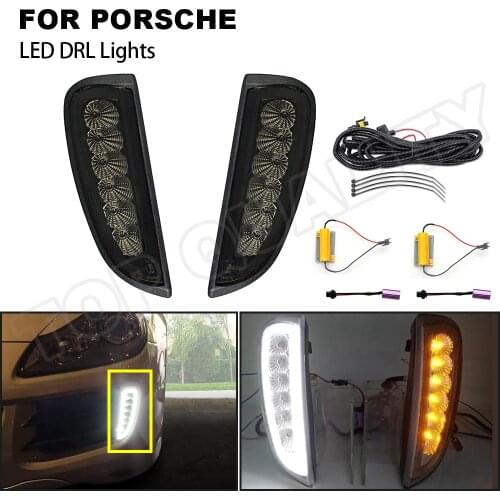 2PCS Car Styling Front Lamp For Porsche 957 Cayenne 2006 2007 2018 2019 2010 LED Daytime Running Light DRL Lamp Accessories