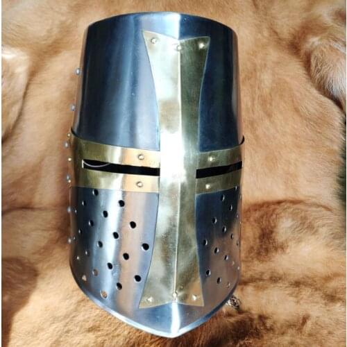 European Middle Ages Knight helmet Cross Copper