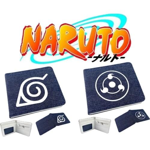 NARUTO Cartoon Wallet Coin Pocket Credit Card Photo Card Holder Wallet Boy and Girl Zipper Wallet Large Capacity Denim Fabric