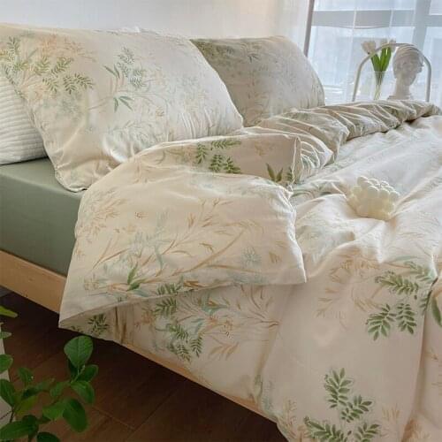 Idyllic Pure Cotton Four-Piece Natural Bed & Breakfast Style Cotton Bedding 1.8M Fitted Sheet
