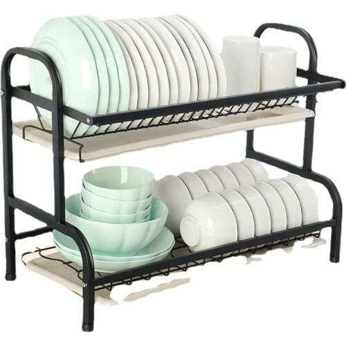 Zq Kitchen Storage Rack, Double-Layer Draining Rack, Dish Rack, Draining Basket