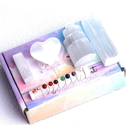 Natural Selenite Lamp White Gemstones Hand Carved Lamp Around Crystal Ore Ornaments Craft Healing Stone Home Decor Collect Gifts