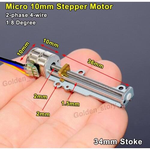 Micro 34mm Linear Actuator 10MM mini 2-phase 4-wire Stepper Motor Precision Long Linear screw slider Nut DIY 3D printer