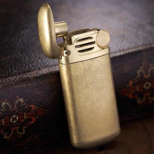 Retro Mini Metal Flame Kerosene Oil Lighter Grinding Wheel Press ignition Refillable Cigarette Cigar gasoline Lighter Men Gadget