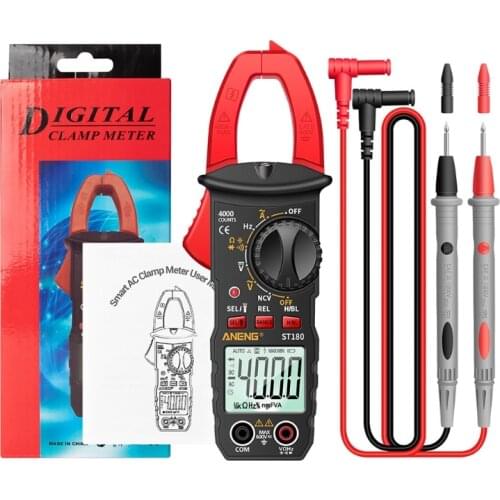 ST180 Multimeter Digital Clamp Meter 4000 Counts Ammeter Voltmeter Automotive Amplifier Capacitance NCV Ohm Test