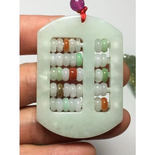 Natural 7A Myanmar jade HandCarved jade abacus green jade pendant jade necklace men jade jewelry