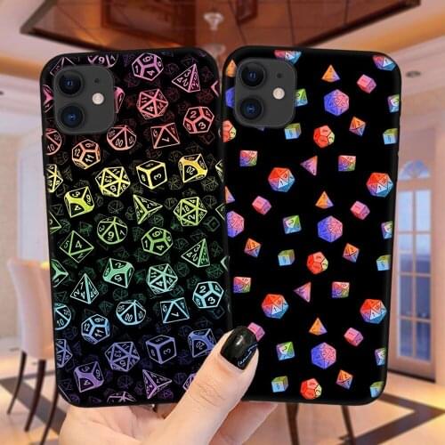 Rainbow Dice Set Silicone Phone Case For iPhone 11 12 Pro XS Max X XR 6S 7 8 Plus 5S SE 2020 12Mini 12Pro Matte Soft Cover