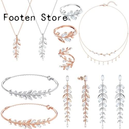 SWA Fashion Womens Jewelry Charming MAYFLY Series Jewelry Set,Leaf Crystal Earrings,Necklaces Bracelets Jewelry Romantic Gift