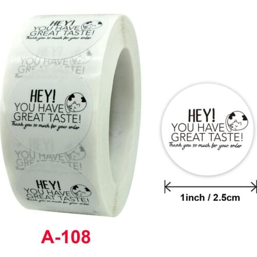 500pcs 1Inch "you've got great taste" Stickers Thank you with Red Heart Label Sticker For Cake Box Business Card Decoration