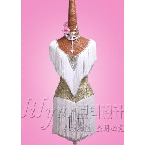 Customized Latin Dance Dresses Latin Dance Performing Dresses Latin Dance Skirt Female Bellux Skirt Shining Water Diamond