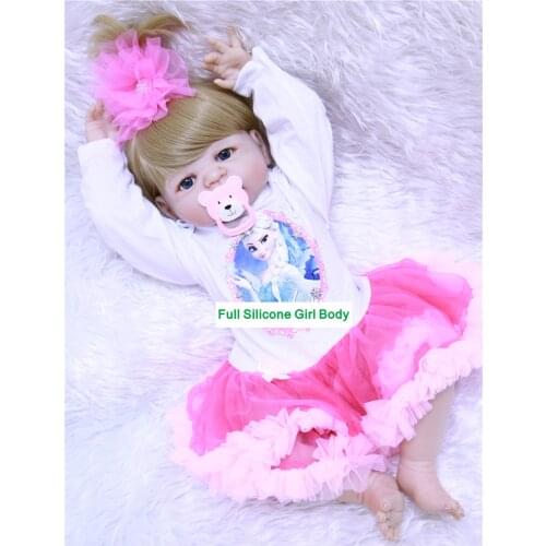 55cm Full Body Silicone Reborn Baby Doll Toys bebe Lifelike Reborn Princess Doll Child Birthday Christmas Gift Girls Brinquedos